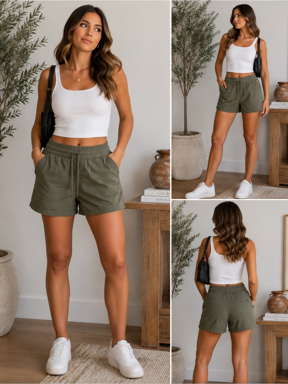 The North Face Women’s Olive Green Hiking Shorts Size Small Drawstring